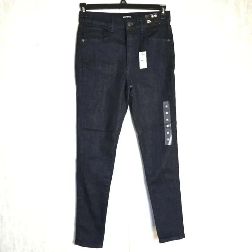 EXPRESS Women's 8 Jeans High Rise Skinny Dark Wash City Sleek Casual Stretch NWT